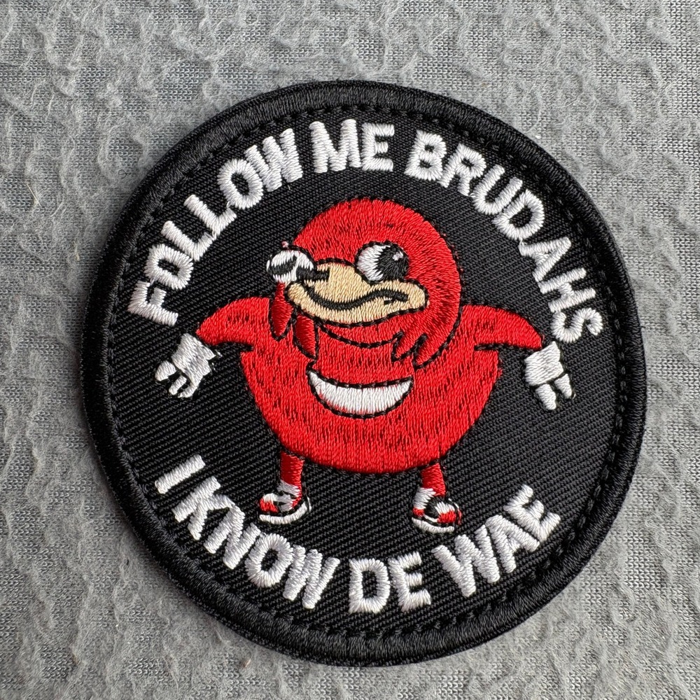Ugandan Knuckles I Know De Wae Embroidered Hook and Loop Meme Patch 3 Inch